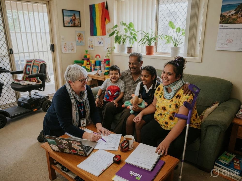 Family and support team meeting about NDIS goals